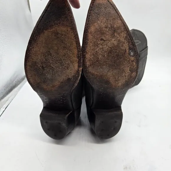 Nocona Mens Western Boots Size 7.5E Leather Pointed Toe Cowboy Pull On Black