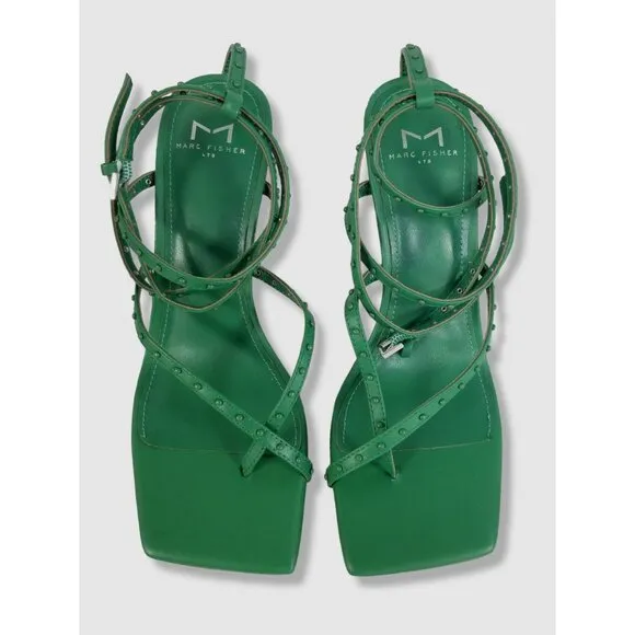NWB Marc Fisher Dallin Green Strappy Leather Sandals, size 11M