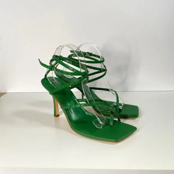 NWB Marc Fisher Dallin Green Strappy Leather Sandals, size 11M