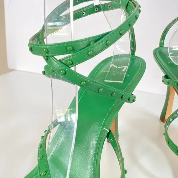 NWB Marc Fisher Dallin Green Strappy Leather Sandals, size 11M