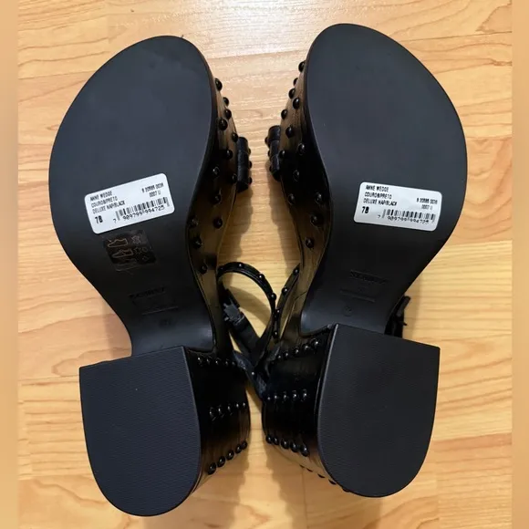 NWB SCHUTZ Women's Anne Studded Wedge Sandals in Black size 7