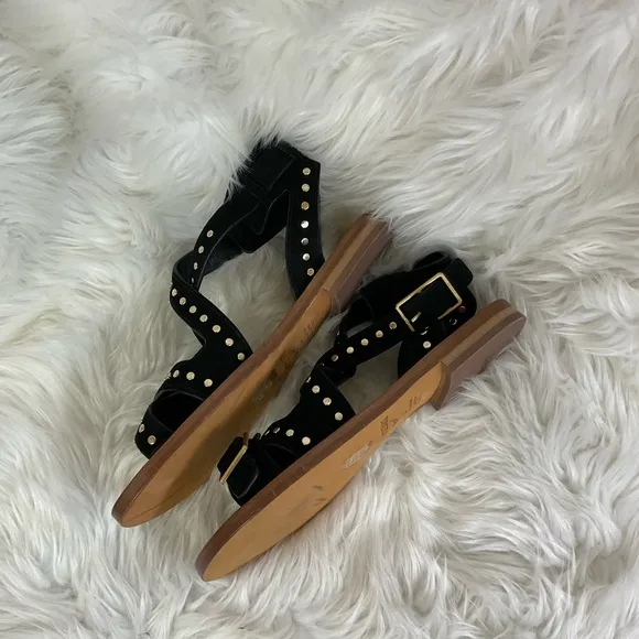NWE Zadig &amp; Voltaire Cecilia Black Studs Caprese Sandals Size 6