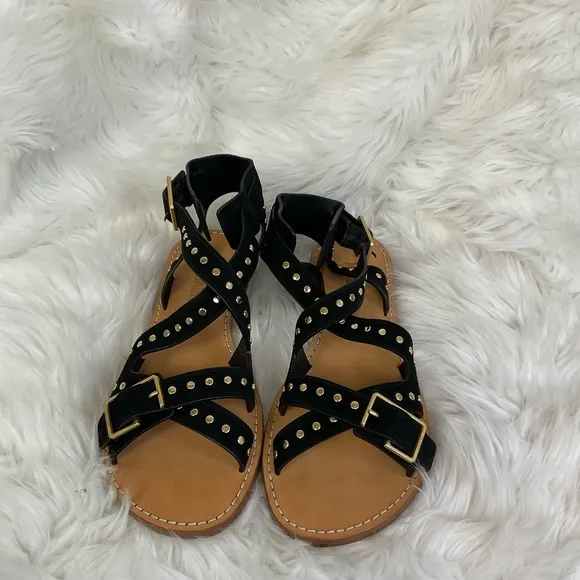 NWE Zadig &amp; Voltaire Cecilia Black Studs Caprese Sandals Size 6
