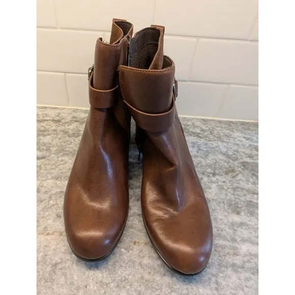 NWOB Ecco Women's Dress Classic Buckle Ankle Boot SIZE  39 / US 8.5 Walnut New