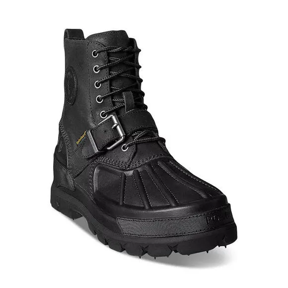 NWOB MENS POLO RALPH LAUREN OSLO Waterproof Lace Up Leather Boots BLACK US SZ 8D