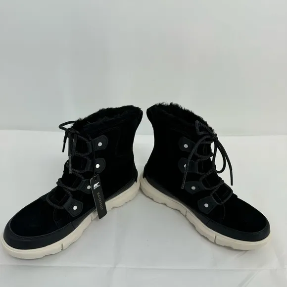 NWOB Sorel Women’s Explorer II Joan Black Waterproof Winter Boots Size 6.5