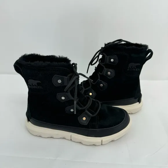 NWOB Sorel Women’s Explorer II Joan Black Waterproof Winter Boots Size 6.5