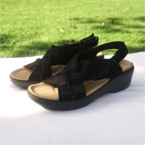 NWOB Clarks Merliah Echo Black Slingback Heeled Sandals