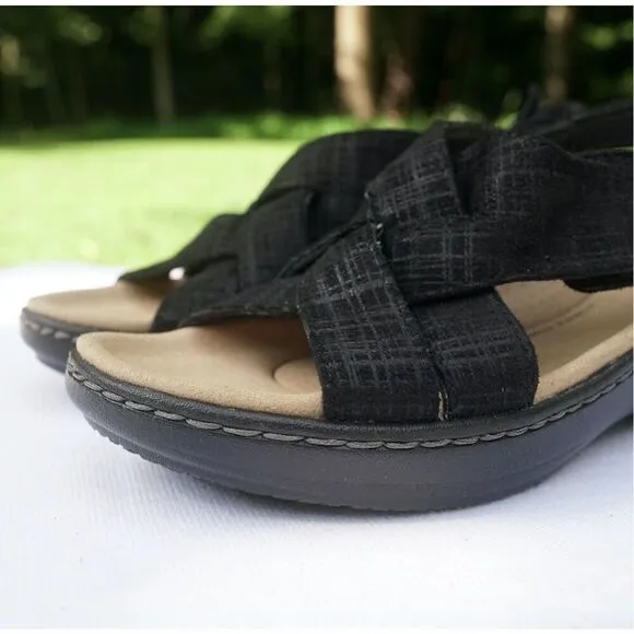 NWOB Clarks Merliah Echo Black Slingback Heeled Sandals