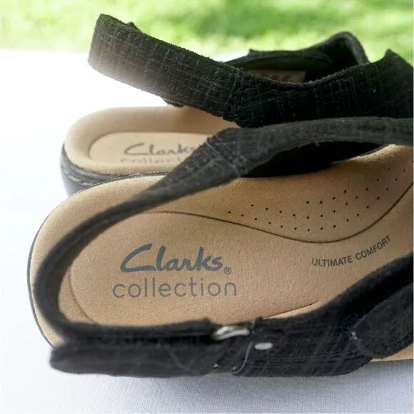 NWOB Clarks Merliah Echo Black Slingback Heeled Sandals