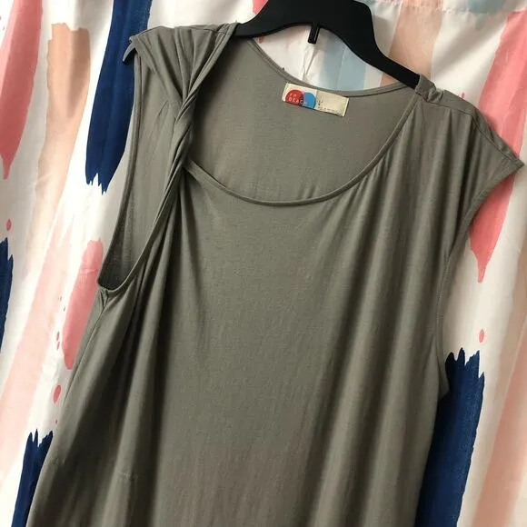 NWOT Free People FP Beach Drew Tee Midi Dress in Aven Gray Size Large