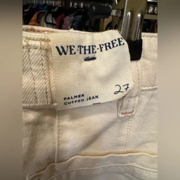 NWOT Free People We The Free Palmer Cuffed Jeans - eggshell white cream - 27