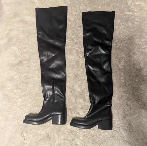 NWOT Jeffrey Campbell Reflect OK Thigh High Platform Boots in Black