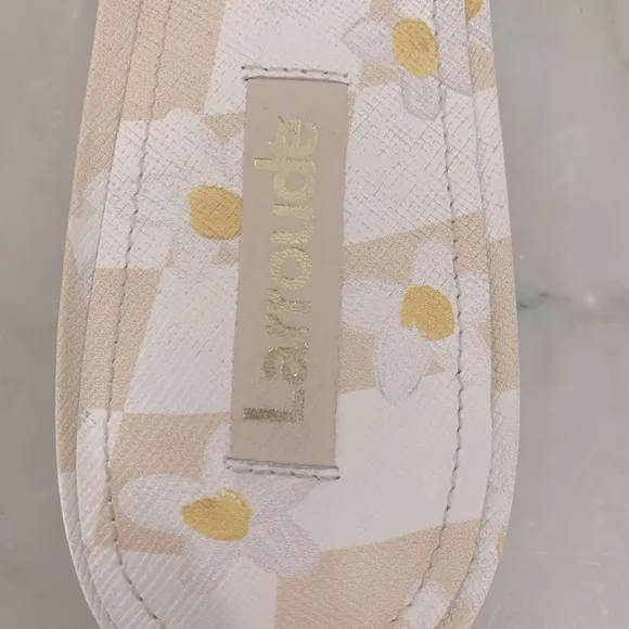 NWOT LARROUDE Daisy Checkered Leather Slide Sandals
