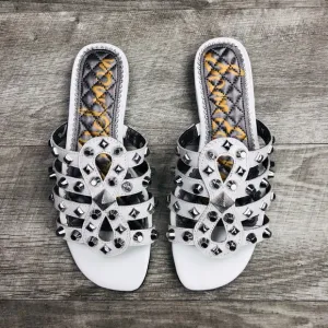 NWOT SAM EDELMAN WHITE STUDDED SLIP ON SANDALS