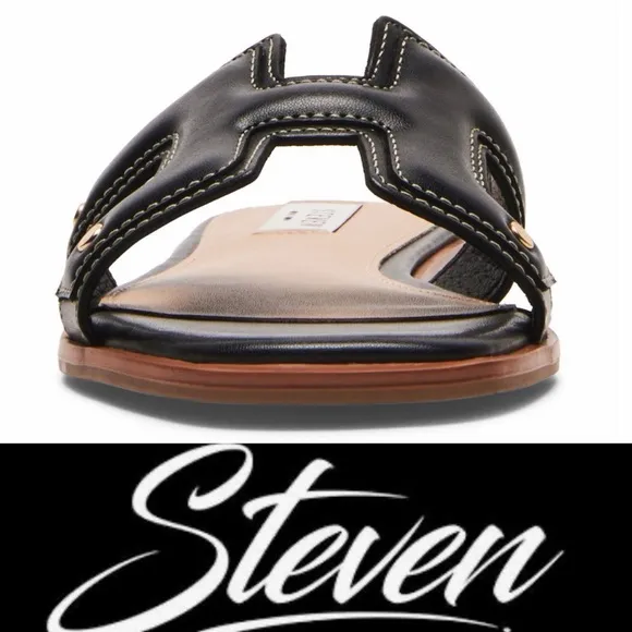 NWOT Steven by Steve Madden Black Harlien Slide Sandals 7.5 Floor Model