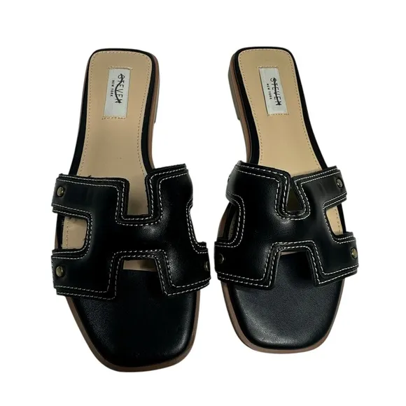 NWOT Steven by Steve Madden Black Harlien Slide Sandals 7.5 Floor Model