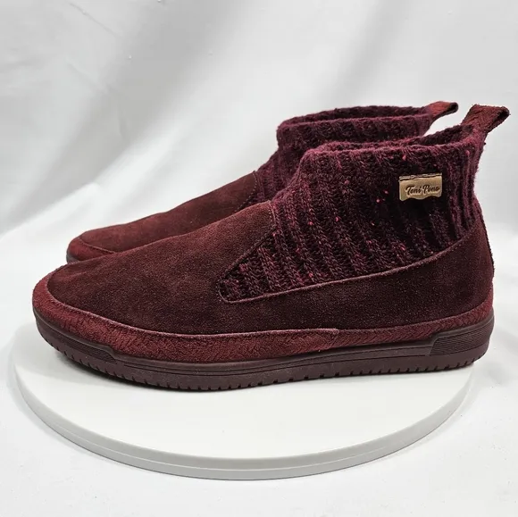 NWOT Toni Pons Gigi Bootie Ankle Boots Suede Chunky Knit Pull-On Burgandy 41 10