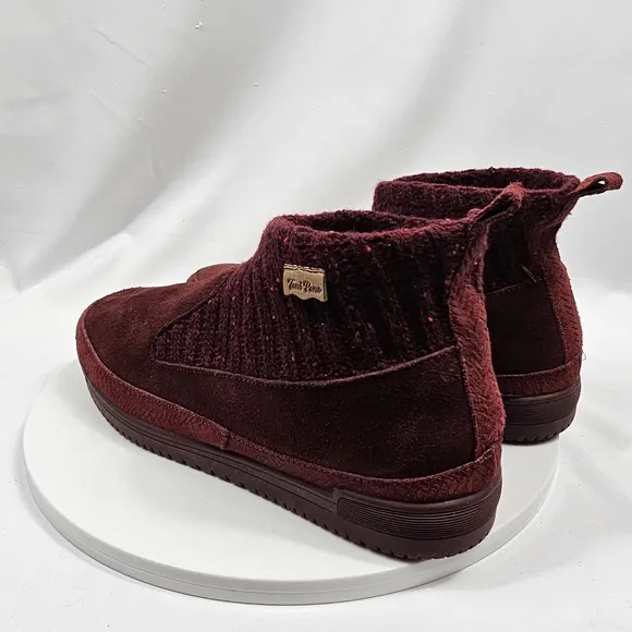 NWOT Toni Pons Gigi Bootie Ankle Boots Suede Chunky Knit Pull-On Burgandy 41 10