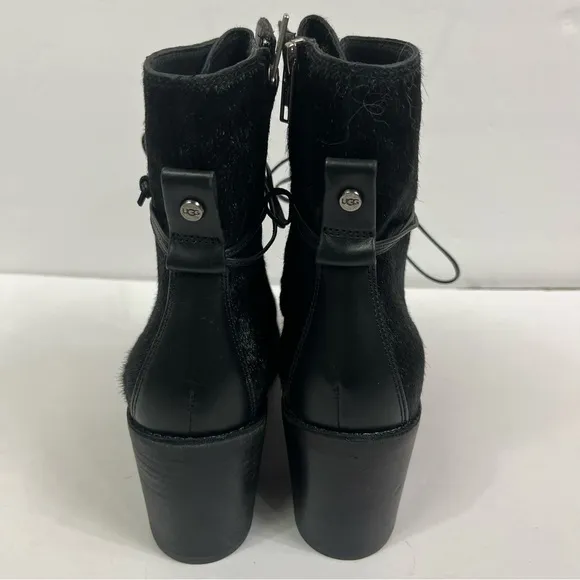 NWOT Ugg Oriana Exotic Lace Up Boots in Black Cow Hair