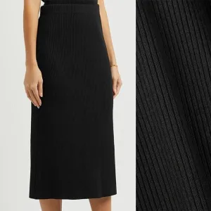 NWOT Vince Black Ribbed Knit Pull-On Midi Skirt Women's Medium