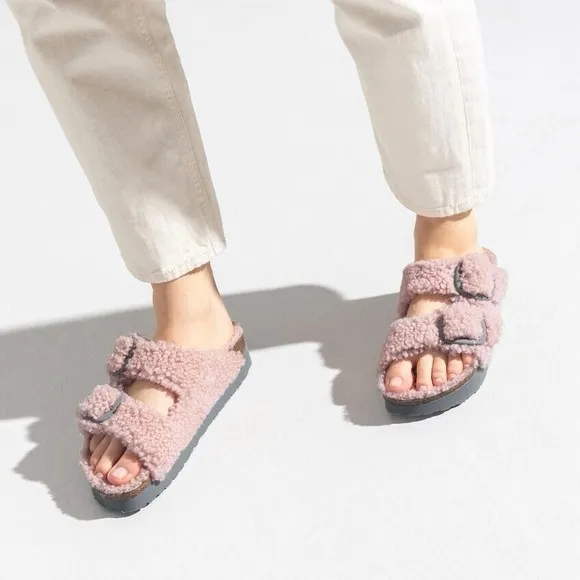 NWT Birkenstock Papilio Arizona Big Buckle Shearling Sandals Size US 7/EU 38