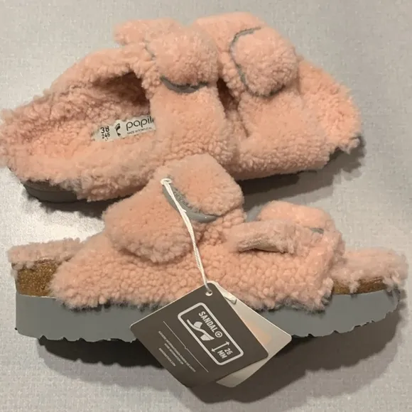 NWT Birkenstock Papilio Arizona Big Buckle Shearling Sandals Size US 7/EU 38