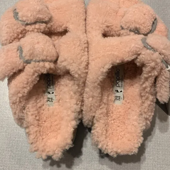 NWT Birkenstock Papilio Arizona Big Buckle Shearling Sandals Size US 7/EU 38