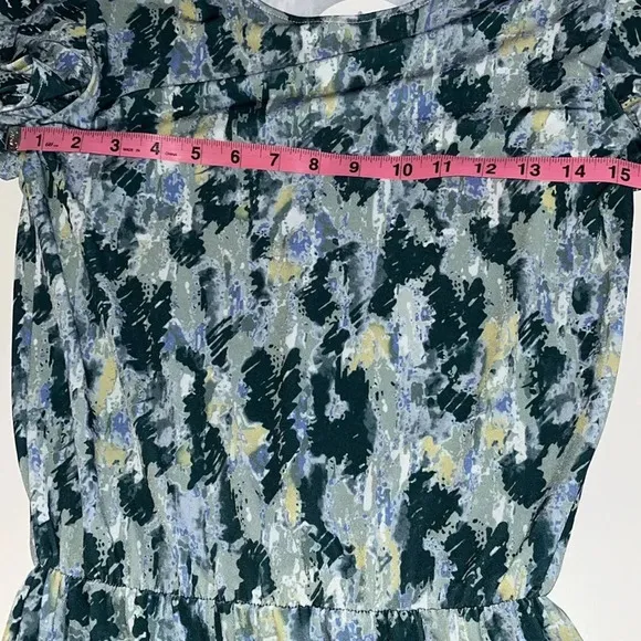 NWT boutique dress rainforest print dress ruffle sleeves ruffle hem layered boho