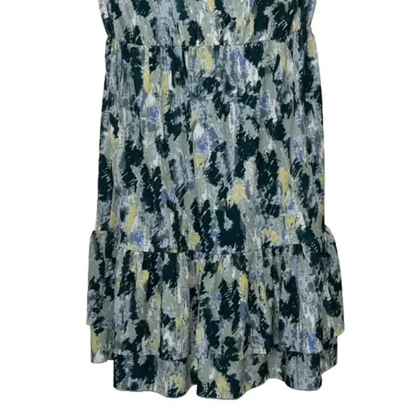 NWT boutique dress rainforest print dress ruffle sleeves ruffle hem layered boho