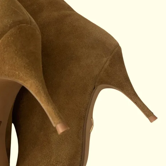 NWT Express Brian Atwood Collab Genuine Suede Knee-High Slouch Boots Cognac 8