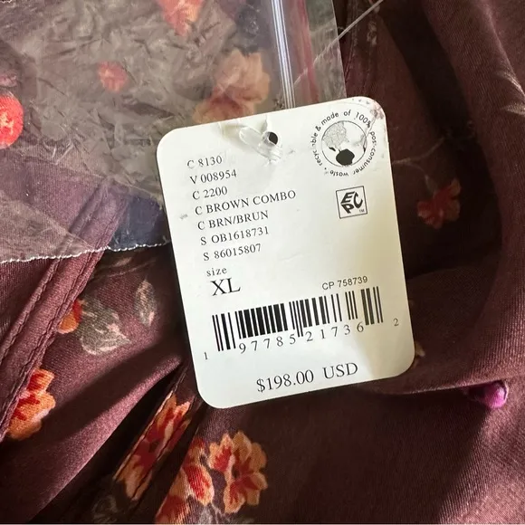 NWT Free People Butterfly Babe Cap-Sleeve Maxi Slip Dress sz XL