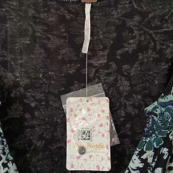 NWT Free People Olivia Printed Tunic Mini Dress in Deep Sea Combo Women's Size M