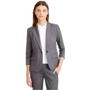 NWT. J. Crew 0 Super 120’s 100% Wool One Button Blazer.