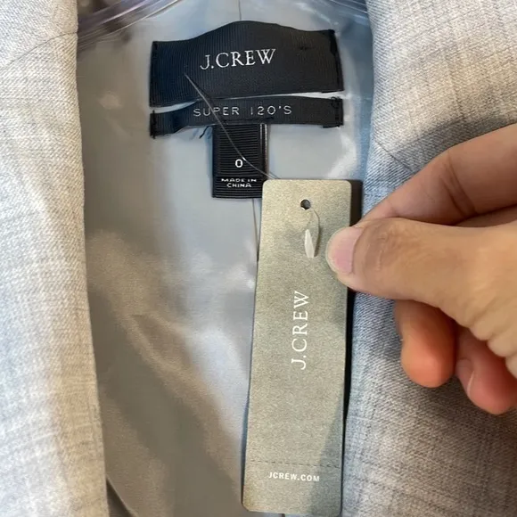 NWT. J. Crew 0 Super 120’s 100% Wool One Button Blazer.