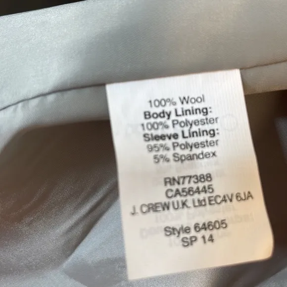 NWT. J. Crew 0 Super 120’s 100% Wool One Button Blazer.