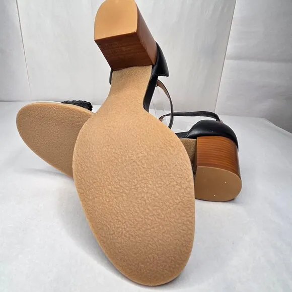 NWT Jack Rogers Women's Lauren Ankle Strap Black Sandal Heels