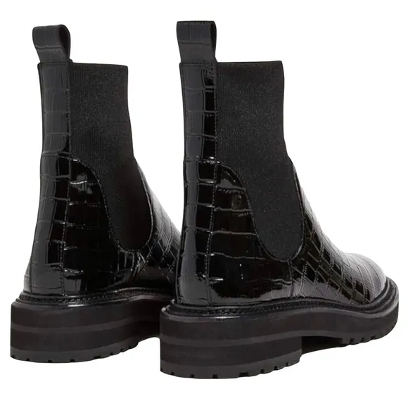 NWT -Loeffler Randall Bridget Chelsea Combat Boots Black Patent Leather Size 5.5