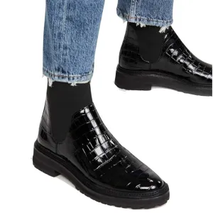 NWT -Loeffler Randall Bridget Chelsea Combat Boots Black Patent Leather Size 5.5