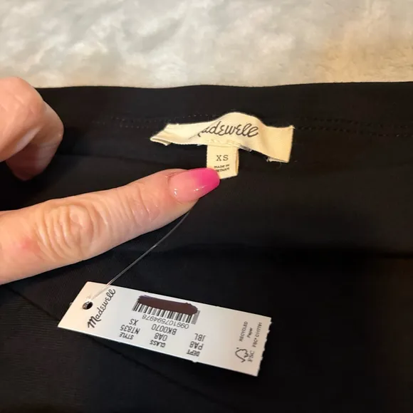 NWT Madewell Jersey Asymmetric-Seam Midi Skirt Black XS