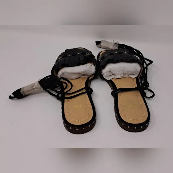NWT Maje Funfiou Leather Gladiator Sandals Black Leather Suede 6 US 36 EU