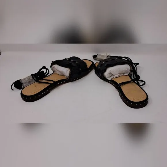 NWT Maje Funfiou Leather Gladiator Sandals Black Leather Suede 6 US 36 EU