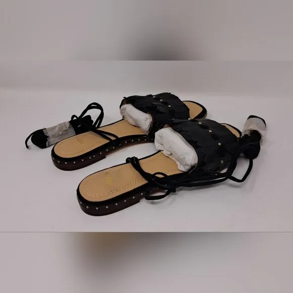 NWT Maje Funfiou Leather Gladiator Sandals Black Leather Suede 6 US 36 EU