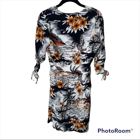 NWT MAJE Rolina Hawaiian Print Button Front Mini Dress Size 3/Large