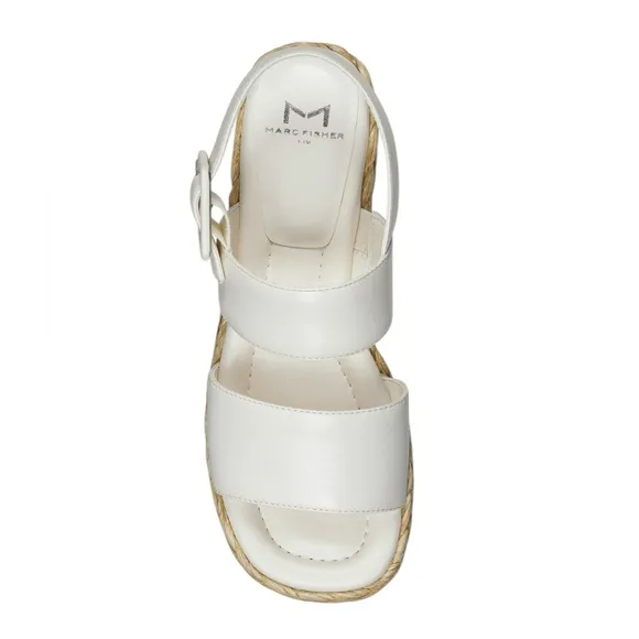NWT MARC FISHER LTD PATRYCE PLATFORM WEDGE SANDAL IN IVORY BRAND NEW IN BOX