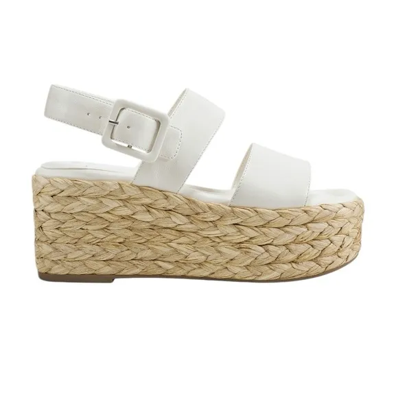 NWT MARC FISHER LTD PATRYCE PLATFORM WEDGE SANDAL IN IVORY BRAND NEW IN BOX