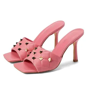 NWT Marc Fisher Women's Dacorin Quilted Studded High Heel Slide Sandals
