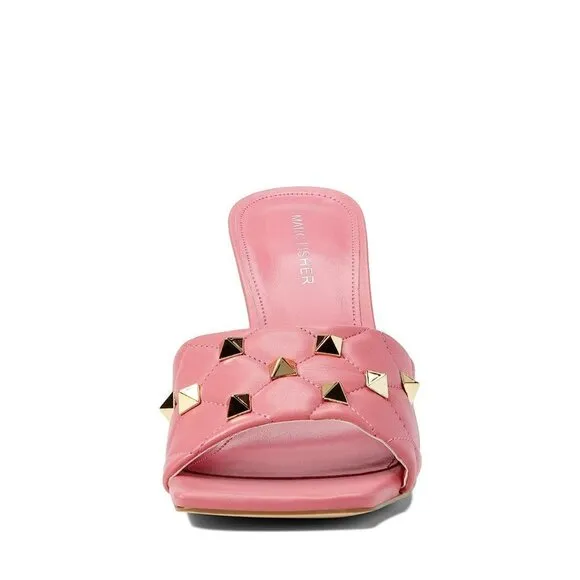 NWT Marc Fisher Women's Dacorin Quilted Studded High Heel Slide Sandals