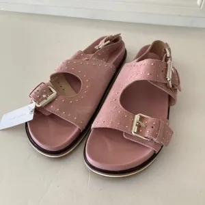 NWT Pilcro Anthropologie Studded Pink Suede Slingback Sandals Sz 41