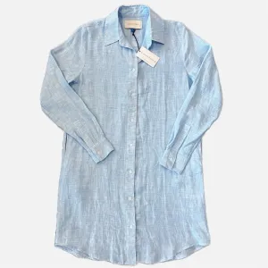 NWT Solid &amp; Striped The Shirt Dress Linen Long Sleeve Button Up Light Blue Sz S